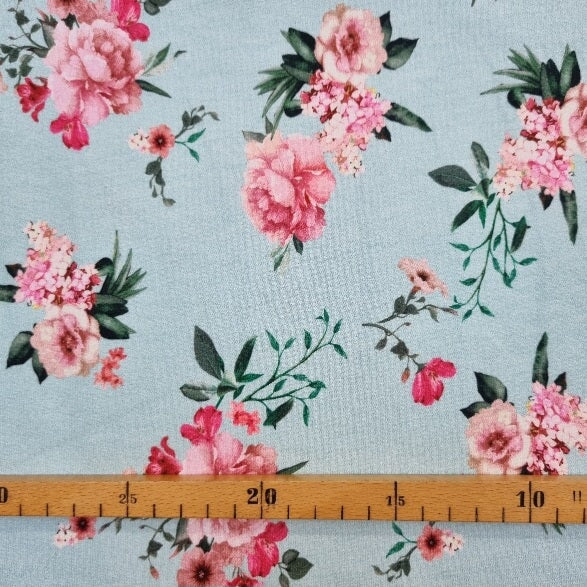 Sweat mit Blumendruck rosa/hellblau jersey, neu Malu Stoffhaus Malu - Stoffhaus
