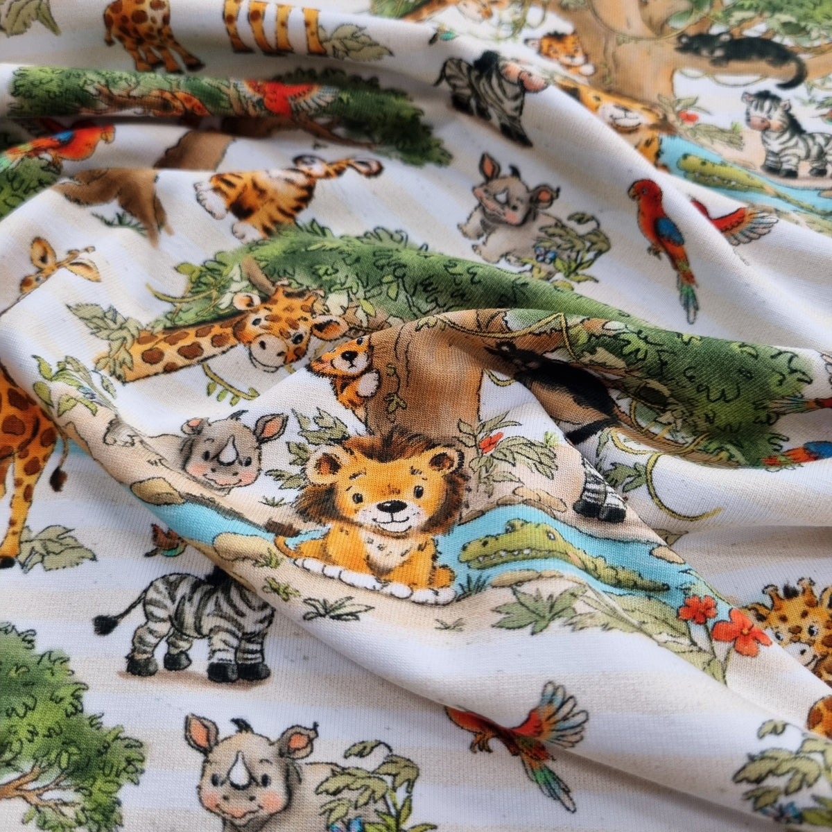 Tiere auf Safarie Baumwolljersey jersey, neu Swafing Malu - Stoffhaus