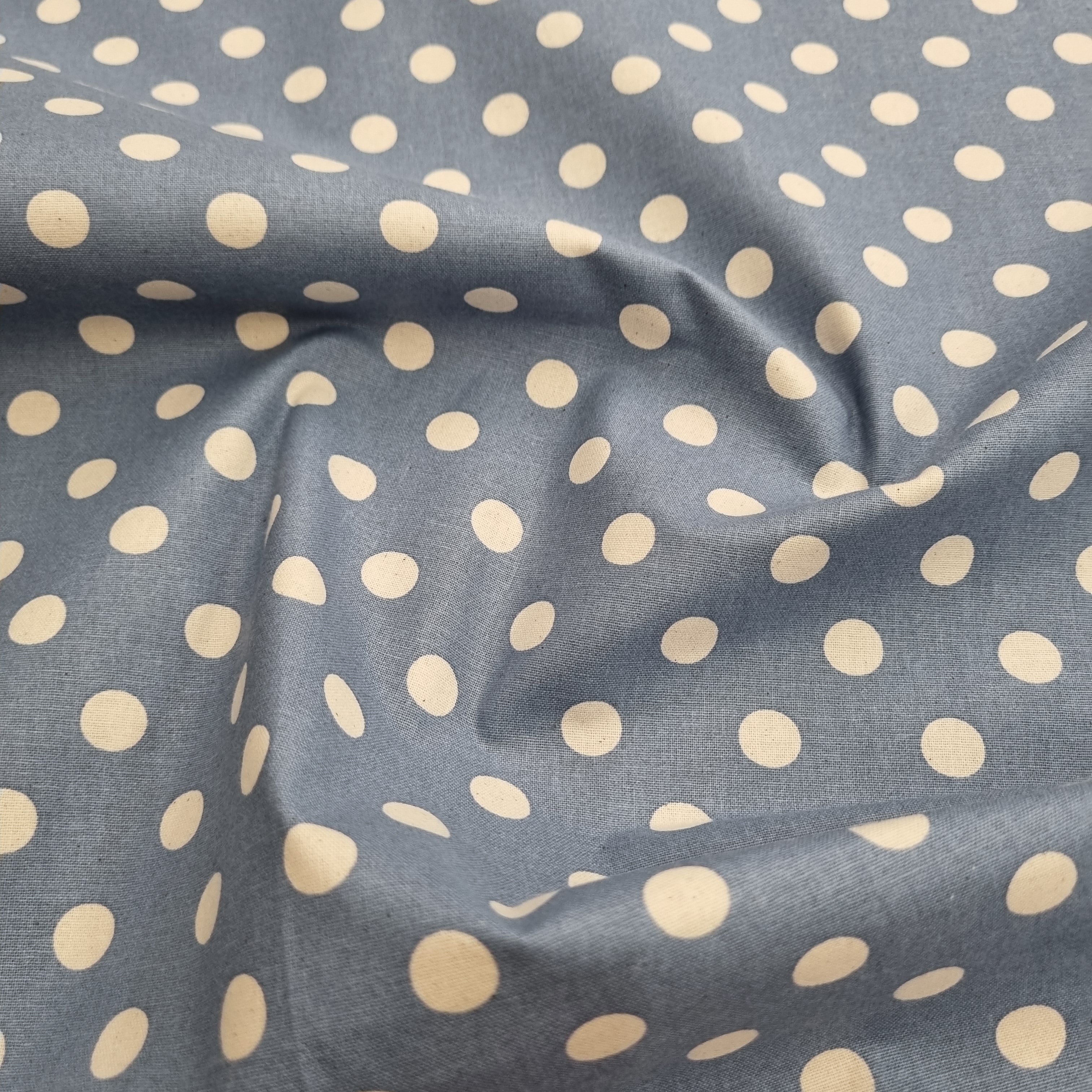 vintage Punkte hellblau/creme Webstoff Hemmers Itex Malu - Stoffhaus