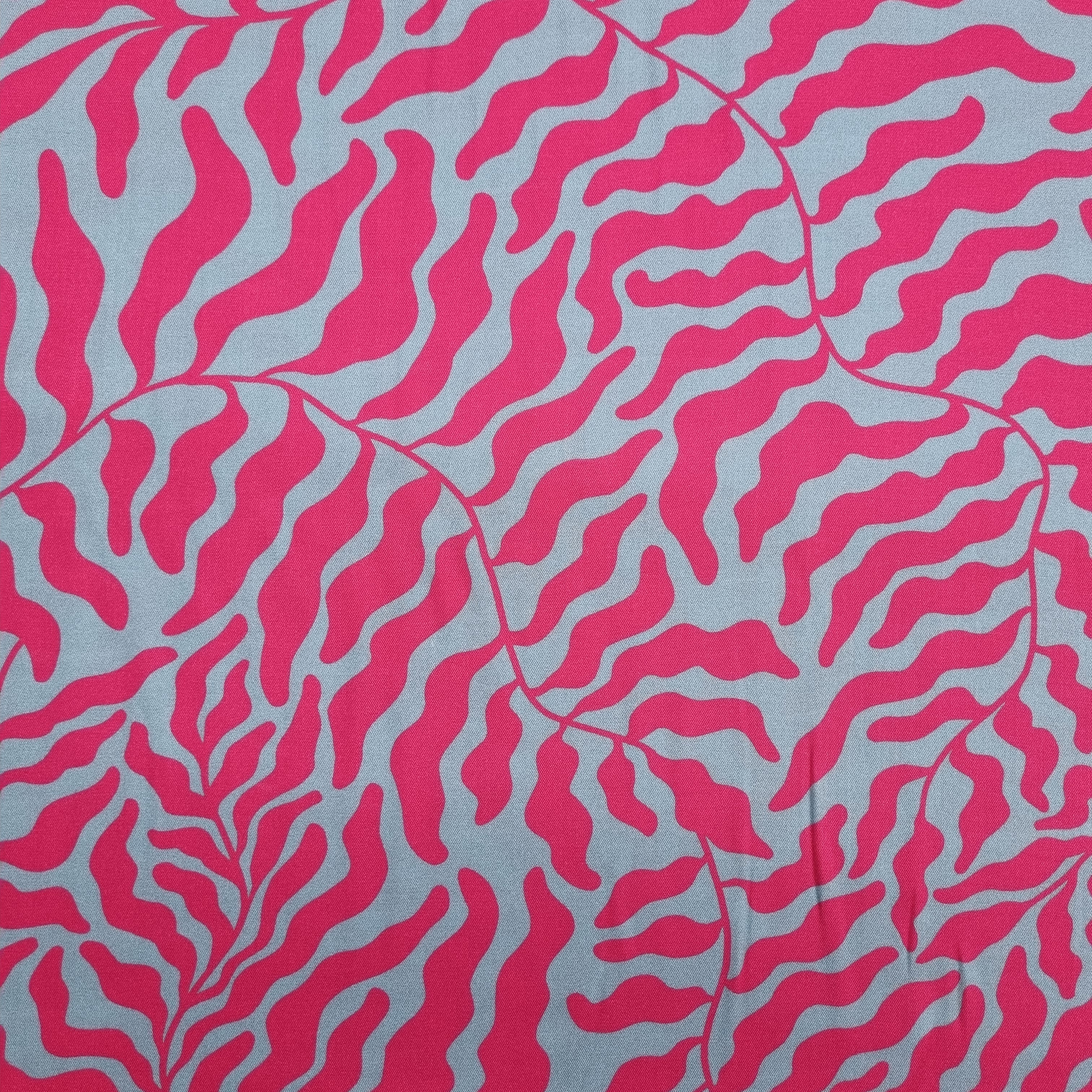 Viskosedruck Blätterranken pink/grau Webstoff Swafing Malu - Stoffhaus