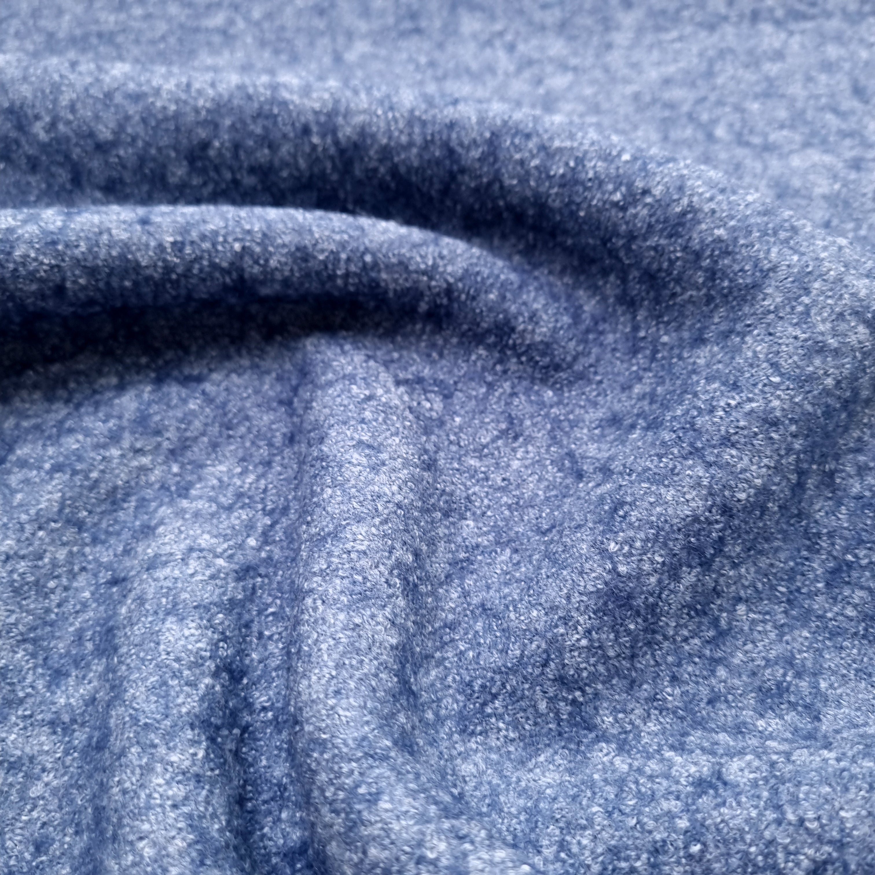 Woll Boucle Woll Bouclé Malu Stoffhaus blau meliert Malu - Stoffhaus