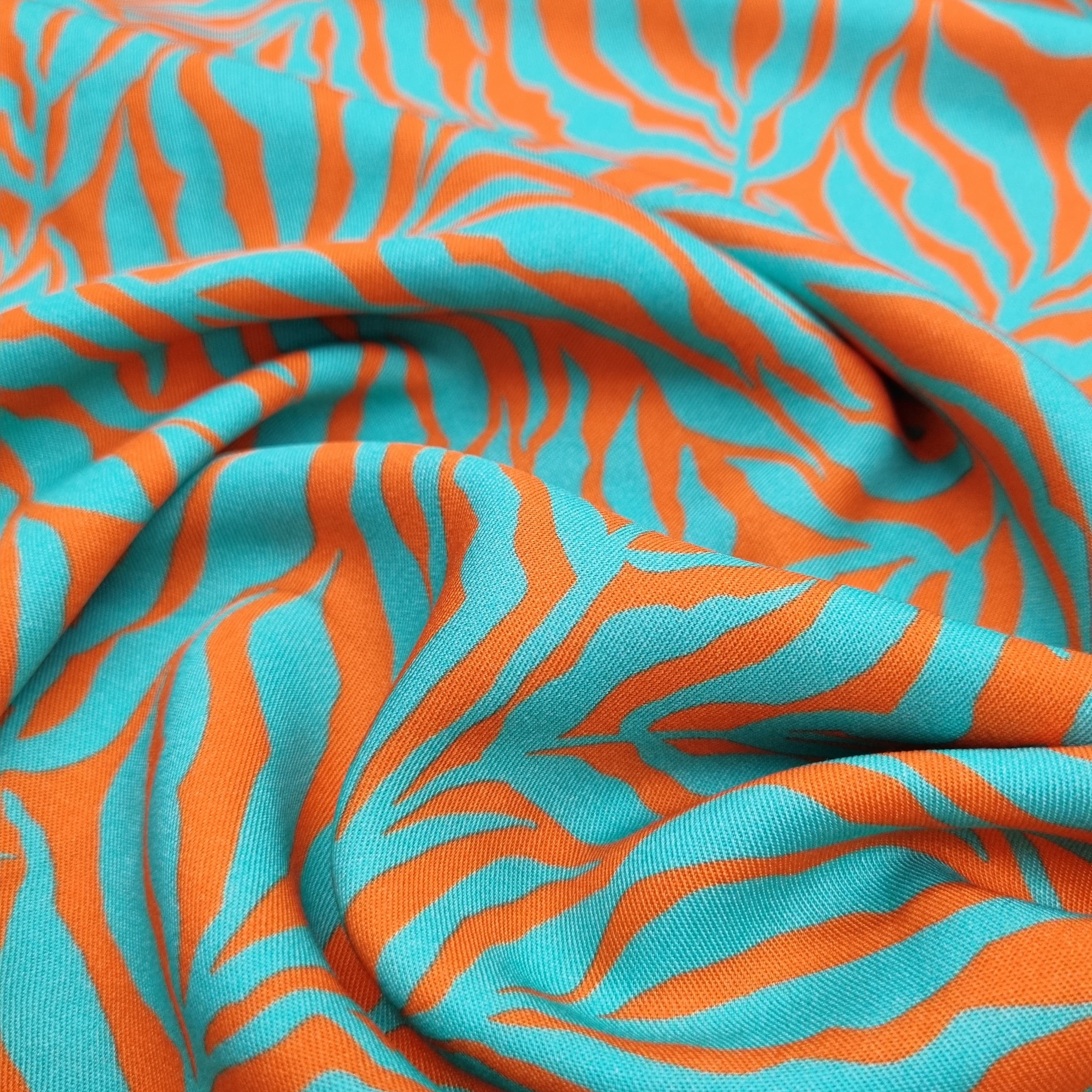 Zebra Jungle orange/aqua Webstoff Swafing Malu - Stoffhaus